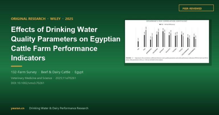 Effects of Drinking Water Quality Parameters on Egyptian Cattle Farm Performance Indicators